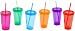 Double-wall Drinking Glasses / Cups with Lids & Straws, Set of 6, 16 Oz