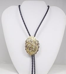 German Silver/Gold Plated Engraved Bolo Tie