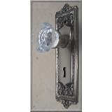 24% Lead Crystal OLD TOWN and ANTIQUE PEWTER Passage Door Knob Set with handcrafted...