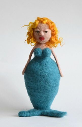 Handmade Posable Needle Felted Red Haired Mermaid Figurine