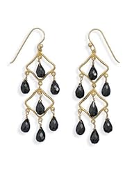 14 Karat Gold Plated Black Spinal Earrings