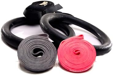 Rubberbanditz Assisted Gymnastic Ring and 41 inch Continuous Loop Pull up / Crossfit Bands Kit - Medium, Heavy - 20 - 85 lbs (9 - 39 kg) Resistance / Assistance