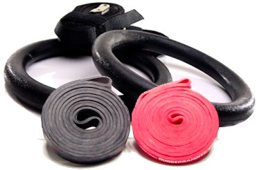Rubberbanditz Assisted Gymnastic Ring and 41 inch Continuous Loop Pull up / Crossfit Bands Kit - Medium, Heavy - 20 - 85 lbs (9 - 39 kg) Resistance / Assistance