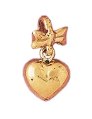 Dazzlers Solid 14k Gold Heart Charm Pendant Available in three colors from jewelsberry (weights: 1.3 grams only)