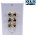 GLS Audio 6 Post Binding Banana Plug Wall Plate White (6 Posts for 3 Speakers)