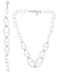 Italian.925 Sterling Silver Rosegold Layered Textured Bracelet and 16" Necklace Set