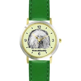Old English Sheepdog (SC) Dog - WATCHBUDDY® DESIGNER DELUXE TWO-TONE THEME WATCH - Arabic... by WatchBuddy