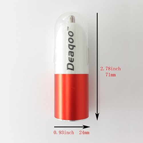 Deaqoo(TM) Mini USB Car Charger, Aluminium 2 Port Intelligent Output 3.1A Dual Port USB Car Adapter,Portable Travel Rapid Bullet Car Charger for Apple And Samsung,Other Android Devices (red)