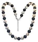 Sterling Silver 10mm White and Black Imitation Pearl Necklace Made with Swarovski Elements