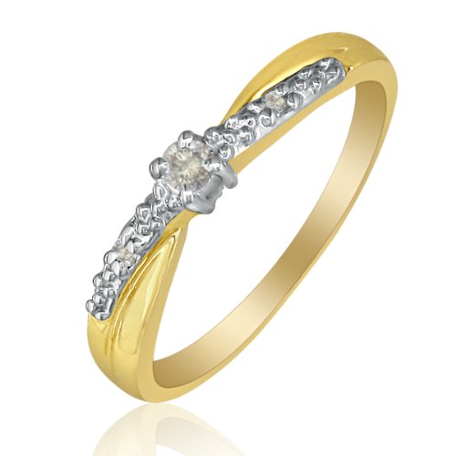 10K Yellow Gold Diamond Promise Ring Crossover Band (sizes 40)