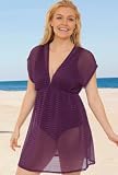 Beach Belle® Purple Chevron Cap Sleeve Empire Tunic - Women's Swimsuit Plus Size Swimsuits