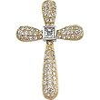 14K Two-Tone Gold Diamond Cross Pendant - 0.66 Ct.