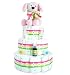 "Mama & Me" Baby Girl 3-Tier Diaper Cake (2 Colors) (Beige Puppy)