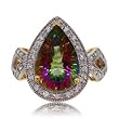 Radiant Cut Mystic Fire Topaz Diamond 14K Yellow Gold Ring