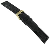 18mm Speidel Indiano Stitched Padded Genuine Leather Black Watch Band
