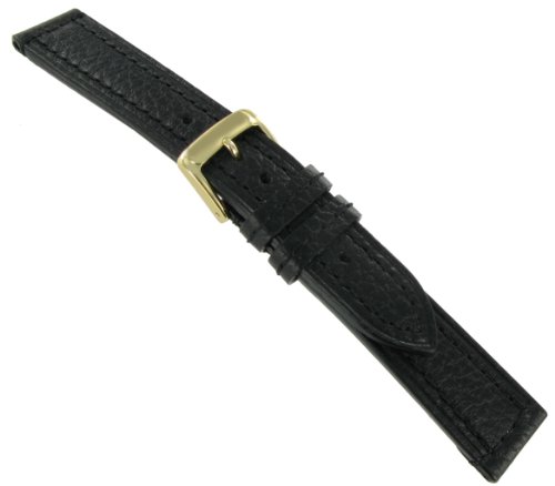 18mm Speidel Indiano Stitched Padded Genuine Leather Black Watch Band