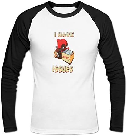 ZIHLN Men's Deadpool Marvel i have issues Baseball T shirt Long Sleeve XXL White