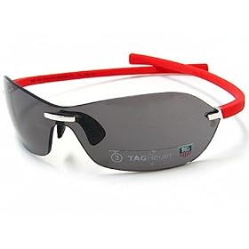 TAG HEUER TH 5107 TH5107 103 RIMLESS CURVE RED RUBBER GRAY LENS SHIELD SUNGLASSES SHADES
