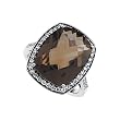 14K White Gold 1/2 ct. Diamond and 9 3/4 ct. Smoky Quartz Ring