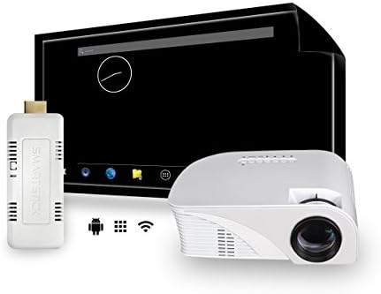 Mini Projector for Home Movie COMPLETE PACKAGE with Wi-Fi SmartStick Custom Android PC Mini Computer (Custom Projection Screen Options)
