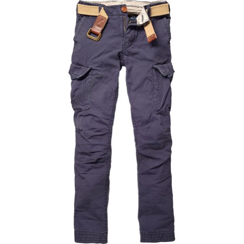 Scotch & Soda Kids - Boys Night Blue Basic Cargo Pants with Canvas Belt