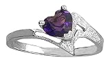 .925 Sterling Silver Promise Ring with Genuine Heart Amethyst