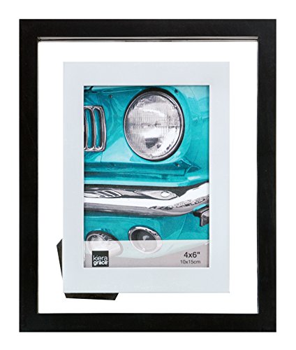 Kiera Grace City Float Picture Frame, 4 by 6-Inch, Black with Silver Accent