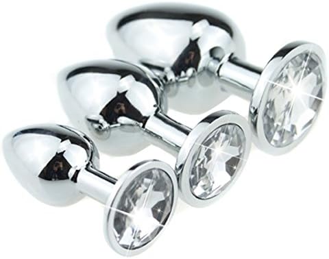 Holo 3Pcs Suppository Gem Stimulation Jeweled Butt Plug Personal Massager Toys for Biginners (Diamond)