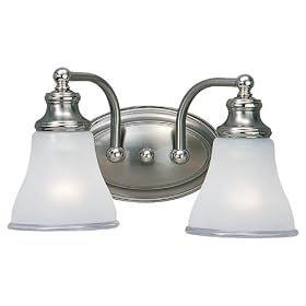 Sea Gull Lighting 40010-773 Alexandria Two-Light Vanity, Two-Tone Nickel Finish with Clear Highlighted Satin Etched Glass