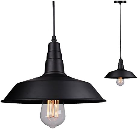 Truvan Industrial Pendant Hanging Light Fixtures Antique Edison Vintage Style 1-Light Iron Decorative Lighting with Adjustable Wire For Coffee Shop, Art Gallery, Black