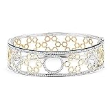 1 3/4 Cttw Pave Diamond Bangle Bracelet 14k Two-Tone Gold 7" (G Color, SI-I Clarity)