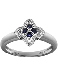 Sterling Silver Gemstone and Diamond Cross Ring (0.1cttw, I-J Color, I2-I3 Clarity), Size 7