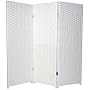 Smaller Size 3 Panel Room Divider - 4ft. Rattan Like Woven Plant Fiber Folding Floor Screen - White
