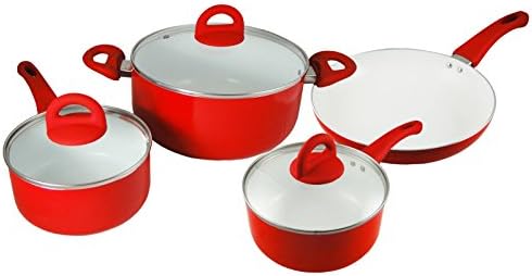 7 Pc Ceramic Nonstick Dutch Oven Pot Sauce Pan Cookware Set