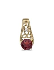 Birthstone Company 14k Yellow Gold Round Garnet And Diamond Pendant with 18" Chain