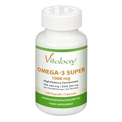 Omega 3 Super 1000 mg (inkl. Fetts�uren EPA 300 mg DHA 200 mg) - 240 Kapseln - f�r mehr Vitalit�t - wirkt positiv auf die Hirnfunktionen - reguliert den Fettstoffwechsel