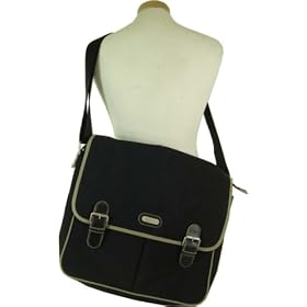 Baggallini Courier Bagg - Really Delivers - Black Khaki Messenger Bag