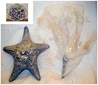 Three Piece Silver Seashell and Starfish Wedding/formal Accent Basket