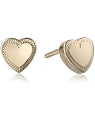 Girls 14k Gold Childrens Engraved Edge Threaded Post and Thread-On Thread-Off Clutch Heart Earrings