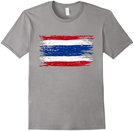 Men's Thailand Flag Distressed T-Shirt Thailandese Flag Tee XL Slate