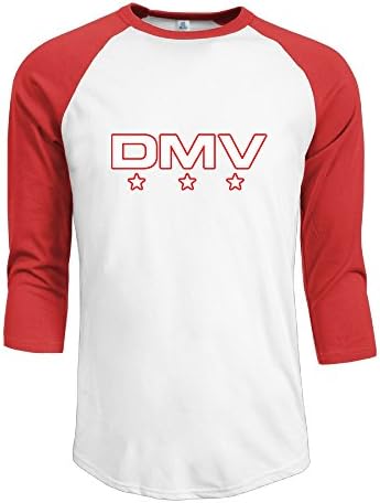 Texhood Men's DMV Customized 100% Cotton 3/4 Sleeve Raglan Henley Shirt Red XXL