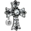 Opulent Jeweled Cross Top Drop Belly Ring