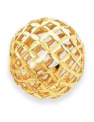 16.25mm 14k Yellow Gold Diamond Cut 3-D Weave Ball Chain Slide