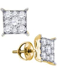 1.26 cttw 14k Yellow Gold Diamond Square Shaped Bridal Earrings (Real Diamonds: 1.26 cttw)