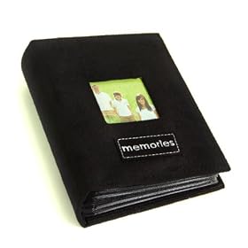 4 X 6 Memories Embroidered - 100 Pocket Patch Faux Suede Photo Album, with Frame, Black