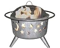 Deeco CP DM6118-J Starry Night Jr. Cast Iron Fire Pit with Cast Iron Construction, Spark Guard Screen, Stone in Color