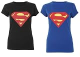 WOMENS SUPERMAN PRINT T SHIRT CROP TOP LADIES.
