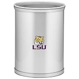 Kraftware Collegiate Collection Lsu Logo Wastebasket With Brushed Chrome Mylar