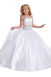 Girls Organza  Crystals Crystal Spaghetti Strap  Ball Gown Pageant Dress 