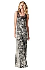 Misses Keyhole Lace Linen/Nylon/Polyester/Rayon/Spandex/Knit Sleeveless Striped Print Paisley Maxi Dress 